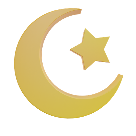 Moon and Star Symbol 3D Icon