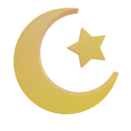 Moon and Star Symbol 3D Icon