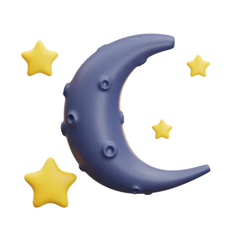 Moon And Stars  3D Icon