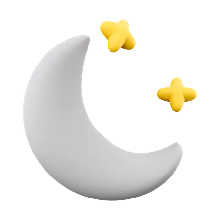 Moon And Stars  3D Icon