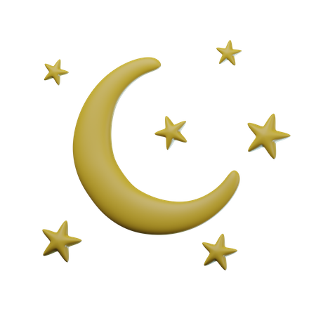 Moon And Stars  3D Icon