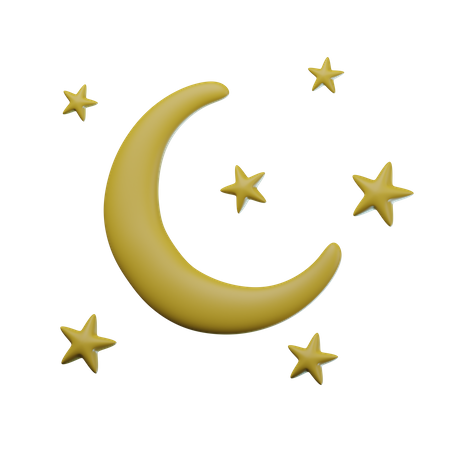 Moon And Stars  3D Icon