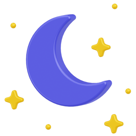 Moon and stars 3D Icon