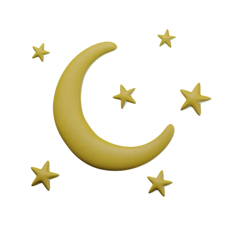 Moon And Stars  3D Icon