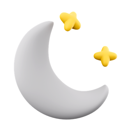 Moon And Stars  3D Icon