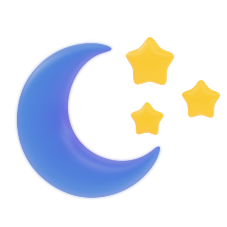 Moon and Stars  3D Icon