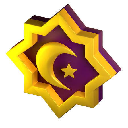 Moon And Stars Muslim  3D Icon