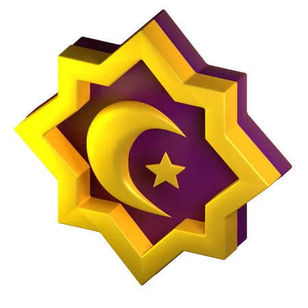 Moon And Stars Muslim  3D Icon