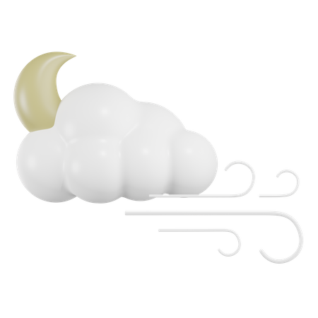 Moon Cloud With Wind  3D Icon