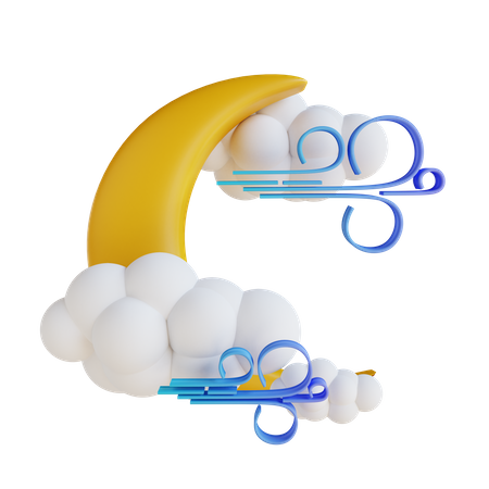 Moon Cloud With Wind  3D Illustration