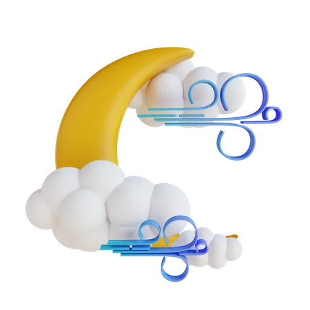 3 D Illustration Moon Cloud With Wind 3D Illustration