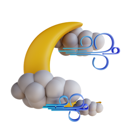 Moon Cloud With Wind  3D Illustration