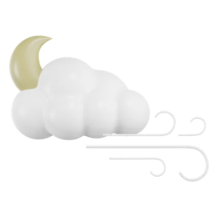 Moon Cloud With Wind  3D Icon