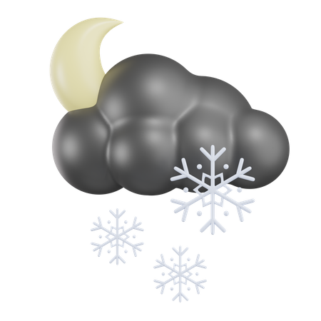 Moon Cloudy Snow Rain  3D Icon