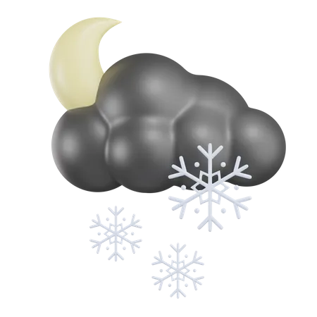 Moon Cloudy Snow Rain  3D Icon