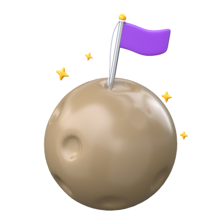 Moon Flag  3D Icon