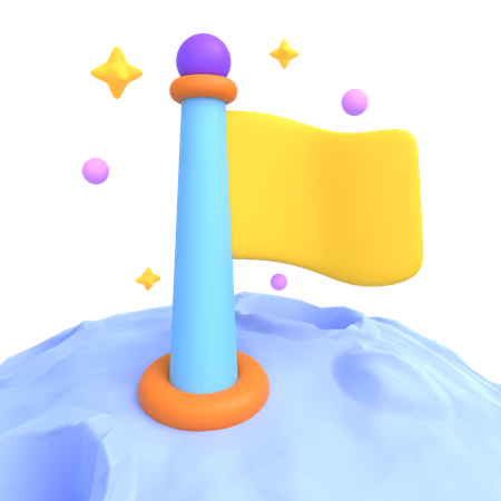 Moon Flag  3D Icon