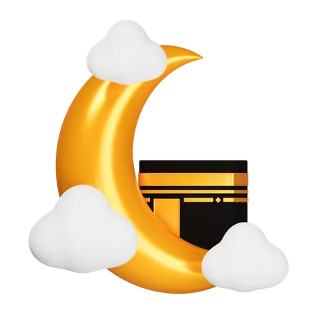 Moon Kaaba Cloud  3D Icon