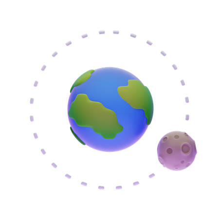 Moon Orbiting Earth  3D Icon