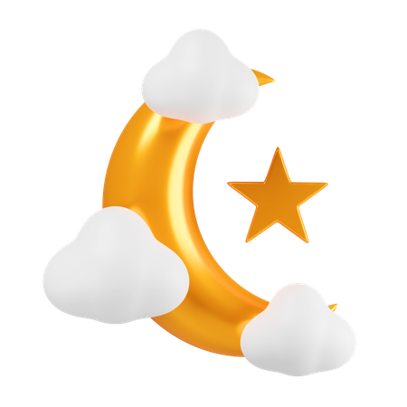 Moon Stars Cloud  3D Icon