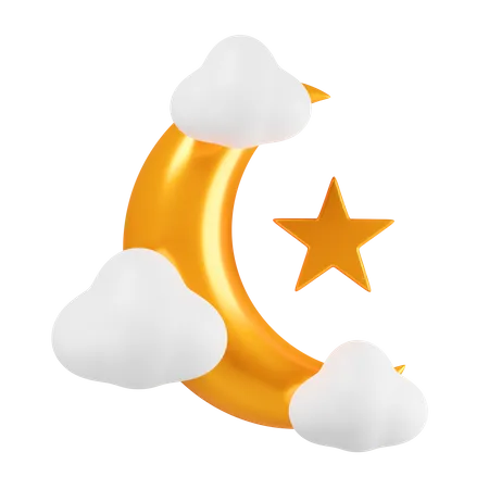 Moon Stars Cloud  3D Icon