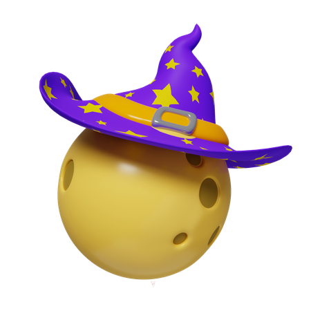 Moon With Hat  3D Icon