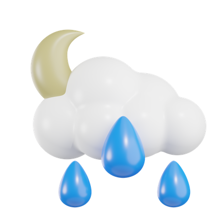 Moon With Rain  3D Icon