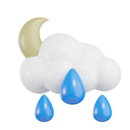 Moon With Rain  3D Icon