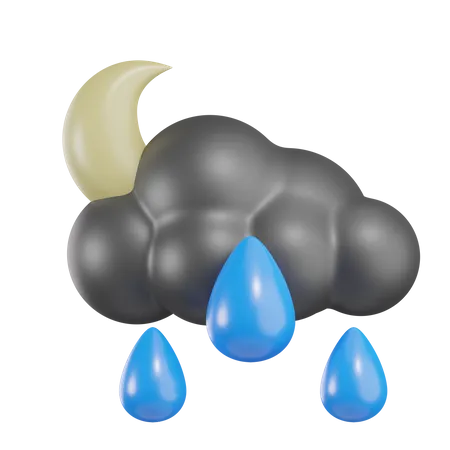 Moon With Rain Cloudy  3D Icon