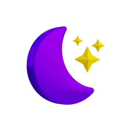 Moon With Star  3D Illustration