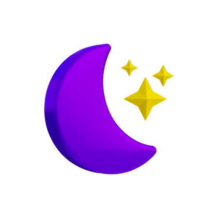 Moon With Star 3D Illustration