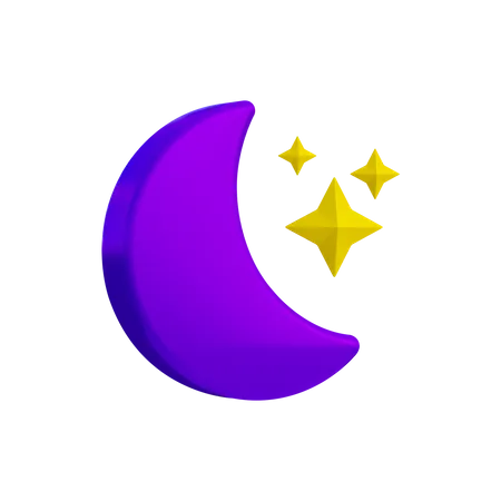 Moon With Star  3D Illustration