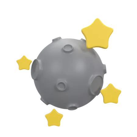 Moon With Star  3D Icon