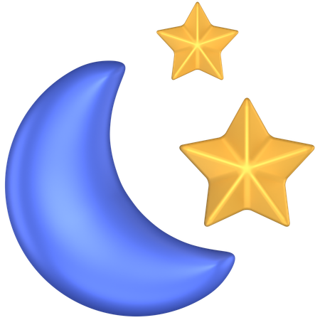 Moon with stars  3D Icon