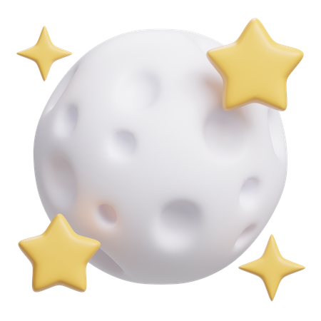 Moon with Stars  3D Icon