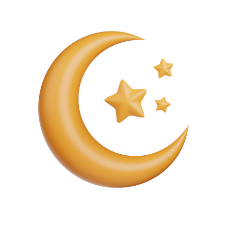 Moon With Stars  3D Icon