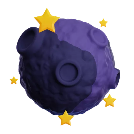 MOON WITH STARS  3D Icon