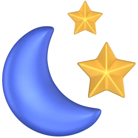 Moon with stars  3D Icon