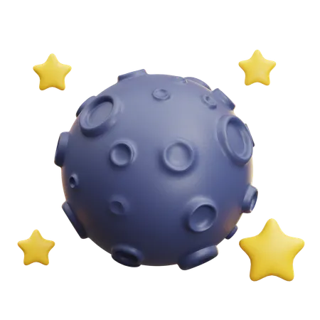 Moon With Stars  3D Icon