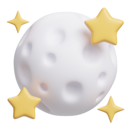 Moon with Stars  3D Icon