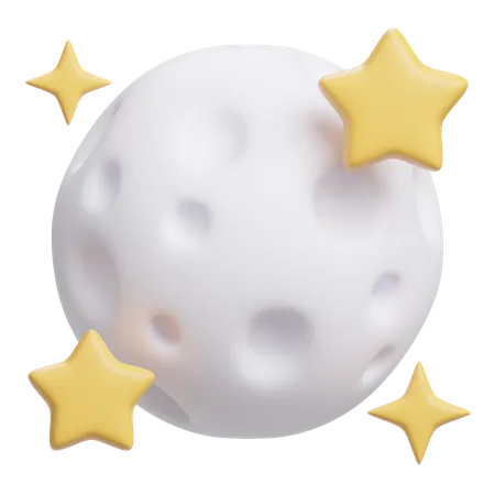 Moon with Stars  3D Icon