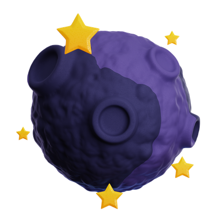 Moon With Stars  3D Icon