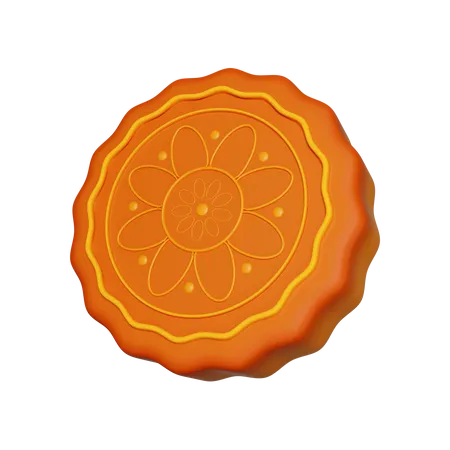 3 D Mooncake Mid Autumn Festival Icon Isolated On Yellow Background 3 D Rendering Illustration Clipping Path 3D Icon