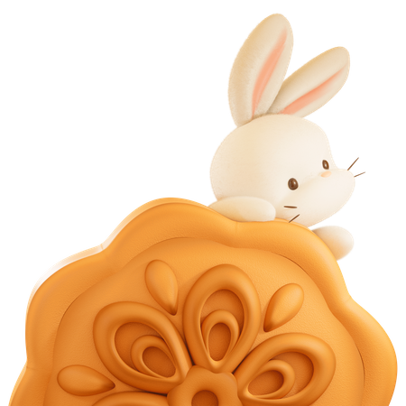 Mooncake and Rabbit  3D Icon