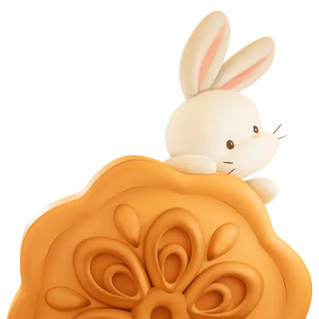 Mooncake and Rabbit  3D Icon