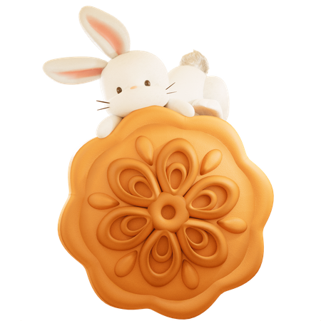 Mooncake and Rabbit  3D Icon