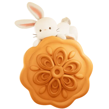 Mooncake and Rabbit  3D Icon