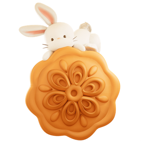 Mooncake and Rabbit  3D Icon