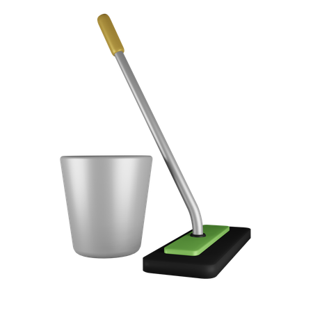 Mop And Bucket  3D Icon