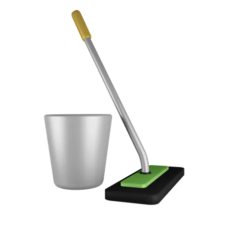 Mop And Bucket  3D Icon